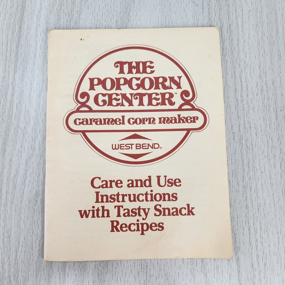 Vintage 1982 West Bend The Popcorn Center Caramel Corn Maker Recipe BOOKLET ONLY